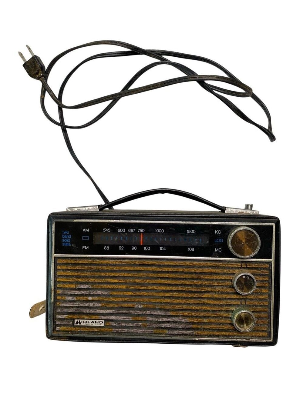 Vintage Midland International Two Band Solid State AM FM Portable Radio Black